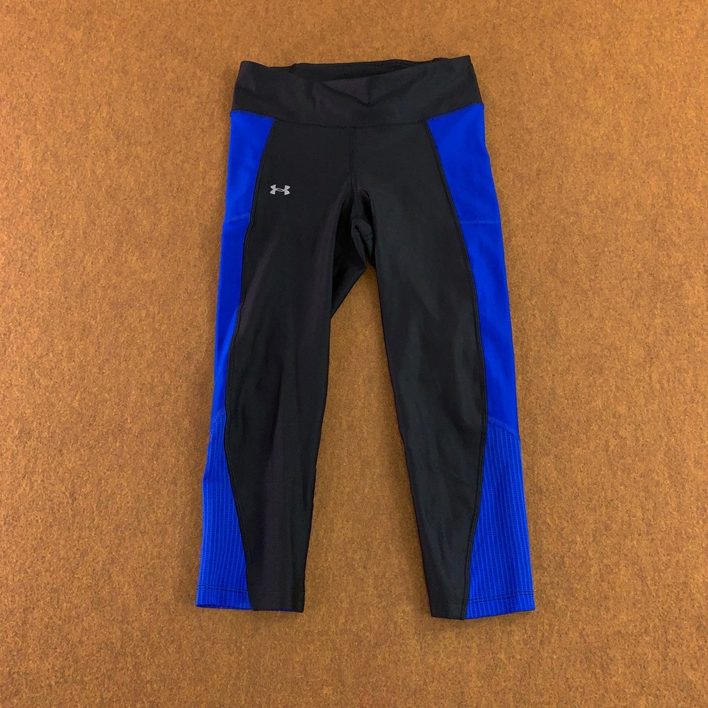 Under Armour Womens Size Small Black Blue Colorblock Cropped Capri Leggings